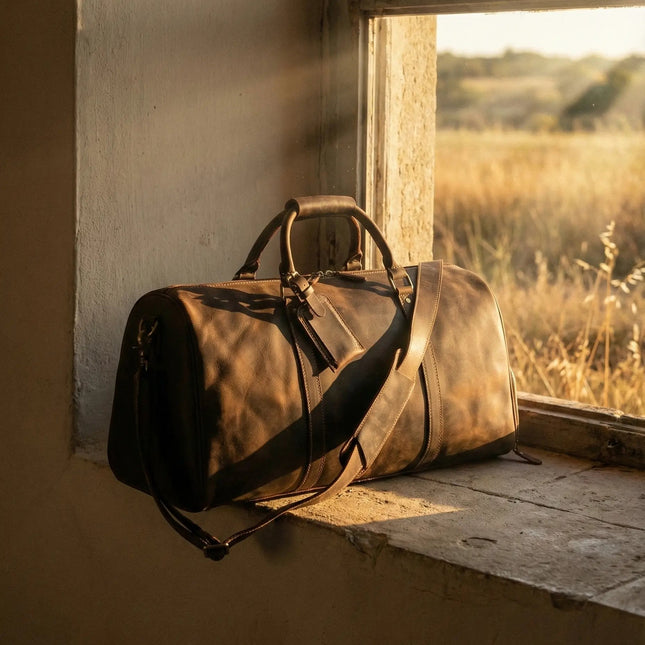 Sac de Voyage Homme Cuir Véritable - Grande Capacité & Poche Chaussures - Imperméable