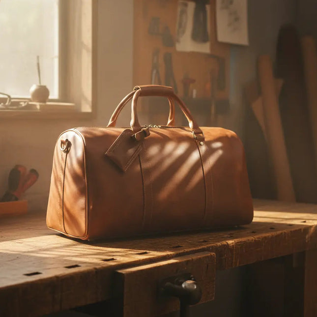 Sac de Voyage Vintage Cuir - Style Rétro Patiné - Poche Chaussures & Business