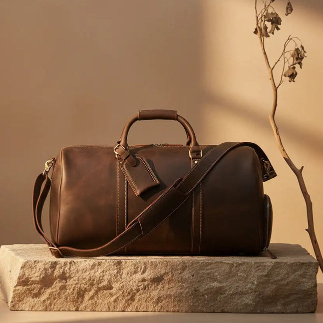 Sac Weekend Cuir Véritable Souple - Format 48h / Cabine Avion - Grande Ouverture