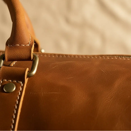 Sac de Voyage Vintage Cuir - Style Rétro Patiné - Poche Chaussures & Business