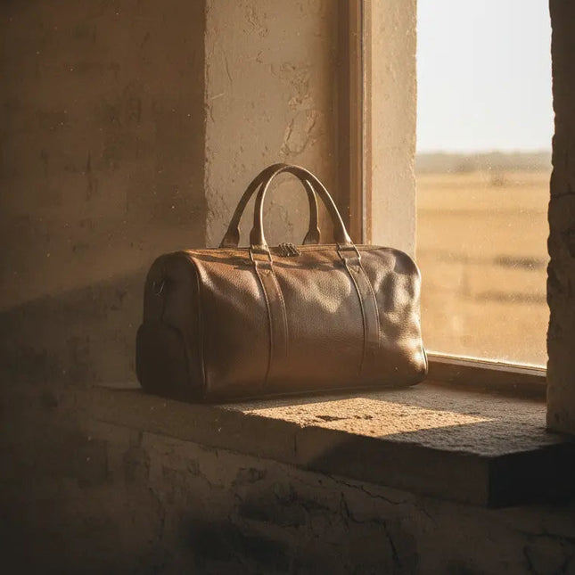 Sac 48h en Cuir Pleine Fleur Patiné - Look Vintage Authentique - Idéal Voyage d'Affaires