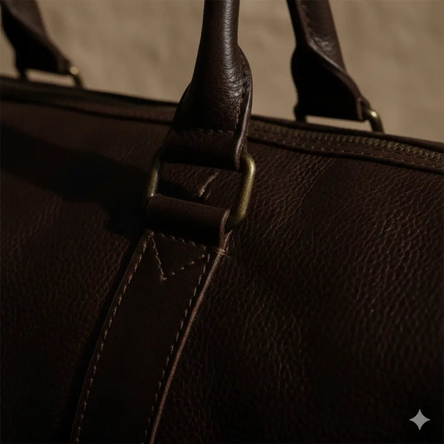 Sac 48h en Cuir Pleine Fleur Patiné - Look Vintage Authentique - Idéal Voyage d'Affaires