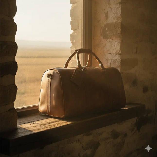 Sac de Voyage Vintage Cuir - Style Rétro Patiné - Poche Chaussures & Business