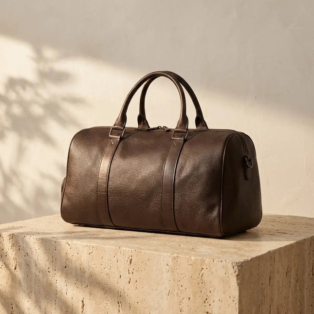 Sac 48h en Cuir Pleine Fleur Patiné - Look Vintage Authentique - Idéal Voyage d'Affaires