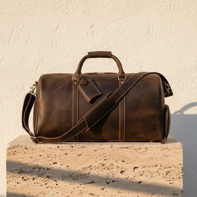 Sac Weekend Cuir Véritable Souple - Format 48h / Cabine Avion - Grande Ouverture