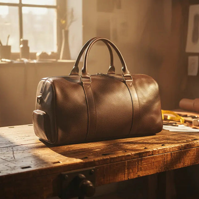 Sac 48h en Cuir Pleine Fleur Patiné - Look Vintage Authentique - Idéal Voyage d'Affaires